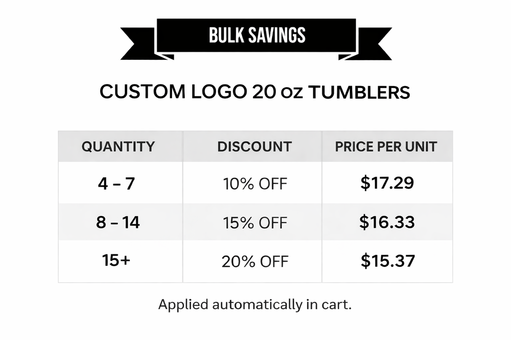 Custom Logo 20oz Tumblers • Laser Engraved • Bulk & Wholesale Corporate Gifts